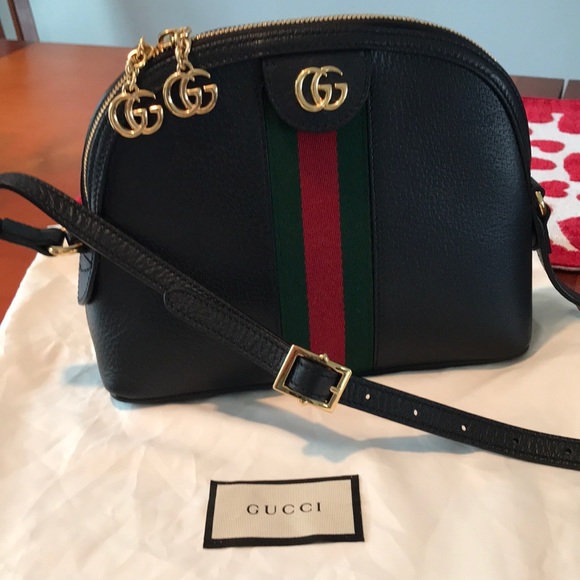 Gucci Handbags - ☀️ GUCCI GG Ophidia Dome Black Leather Calfskin Crossbody Shoulder Bag Purse